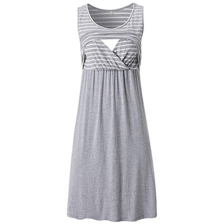 

Cilcicy Women Crossed Surplice Lactation Mini Skirts Crew Neck Breastfeeding Tank Dress