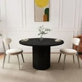 thumbnail image 3 of 47 Inch Round Dining Table, Farmhouse Fluted Dining Kitchen Table, Modern Wood Small Circle Dining Table for Kitchen Living Room, Black, 3 of 6