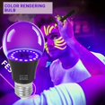 thumbnail image 4 of PEACNNG A19 LED Black Light Bulbs 12W UV Light Bulb Equivalent to 100W  E26 Medium Base  UVA Level 385-400nm  Perfect for Glow Parties  Halloween  No Battery Hard-Wired Indoor Switch Cont, 4 of 7