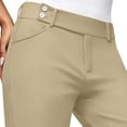 thumbnail image 6 of VBVC Women's High Waisted Straight Leg Dress Pants , Casual Button Tab Work Trousers For Women , Ladies' Business Office Slacks with Pockets, Beige , S-2XL, 6 of 7