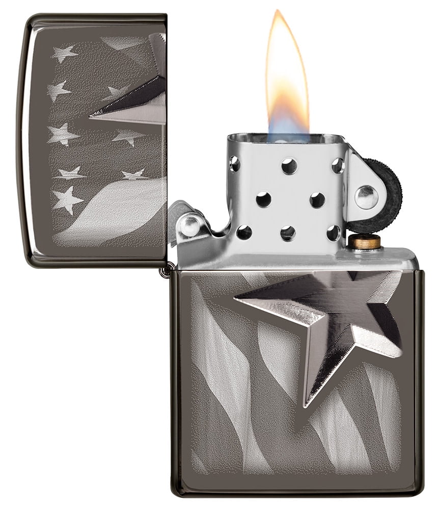 Zippo Armor Retro Star Black Ice Pocket Lighter
