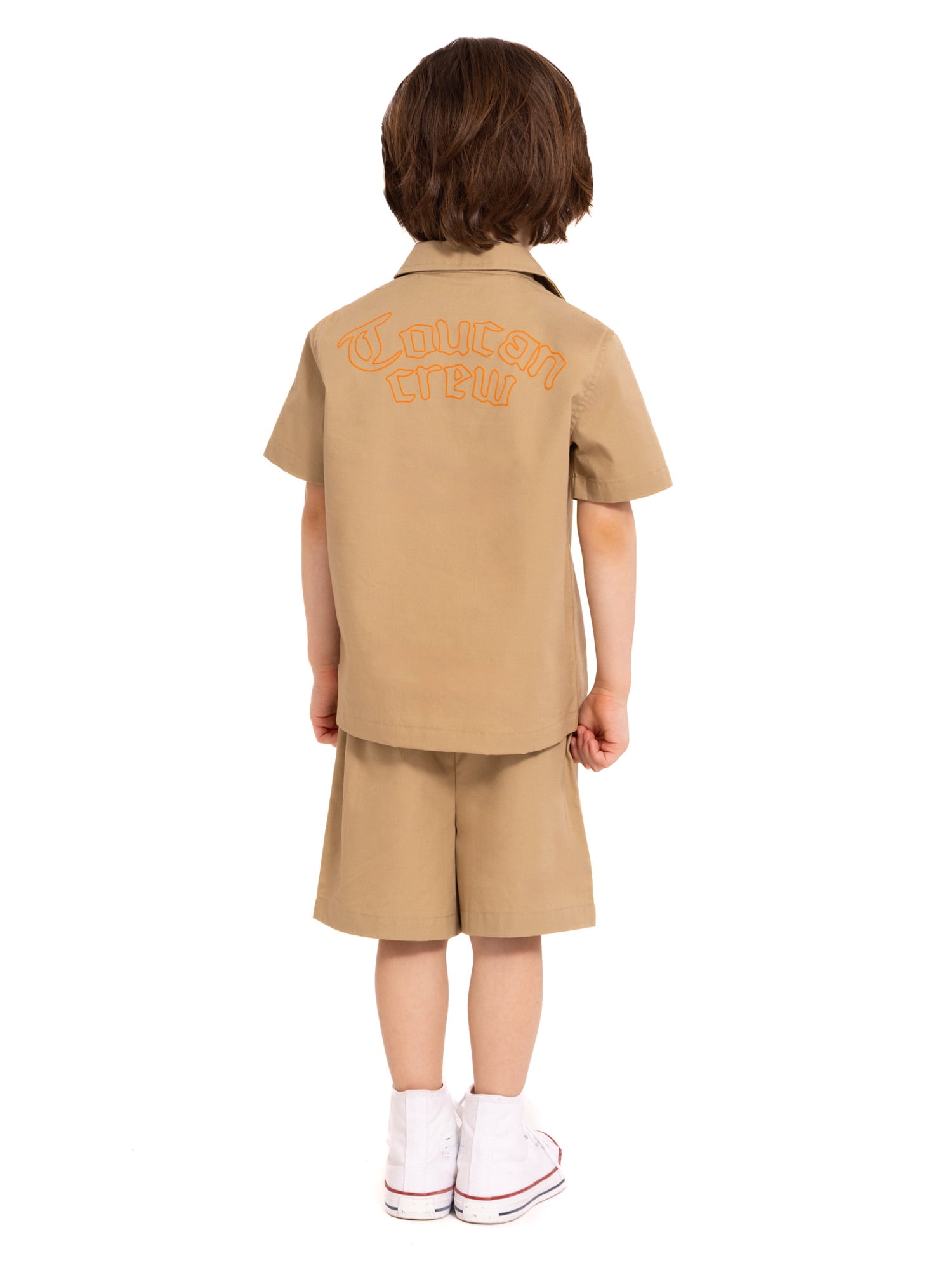 Wonder Nation Toddler Boys Short Sleeve Button Shirt and Matching Shorts Set, 2-Piece, Sizes 12M-5T