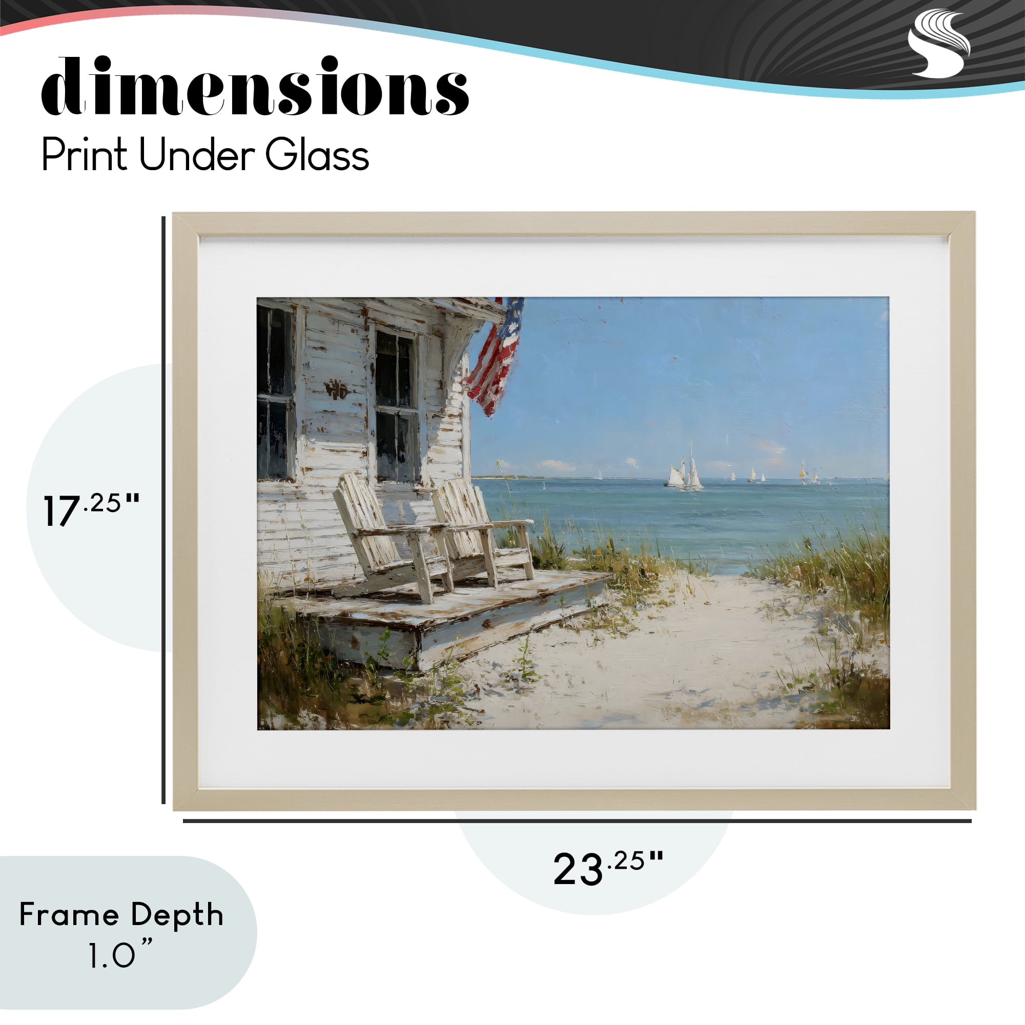 Stupell Industries By The Ocean Cottage Retreat Birch Framed Print Under Glass, design by Petal Prints Design
