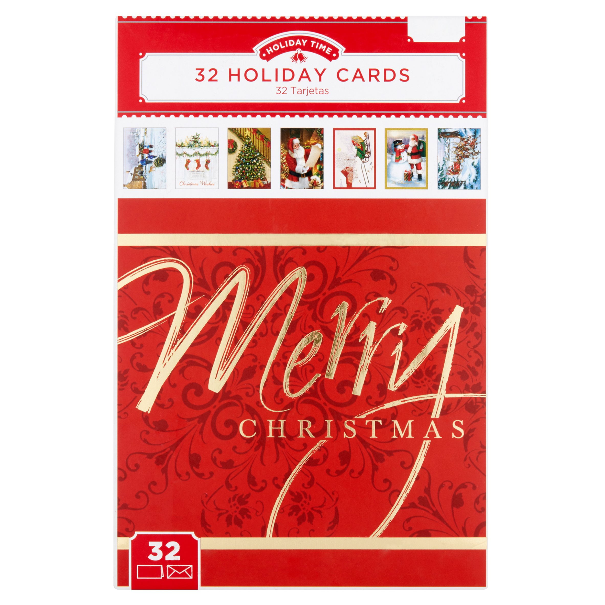 holiday time merry christmas theme cards 32 count walmart com christmas theme cards