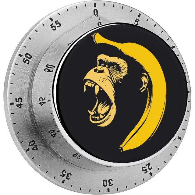 A Banana Kitchen Timers for Cooking an Expressive Ape Chef Cooking Timer Clock with Loud Alarm No Batteries Required Mechanical Desk Timer Magnetic Backing