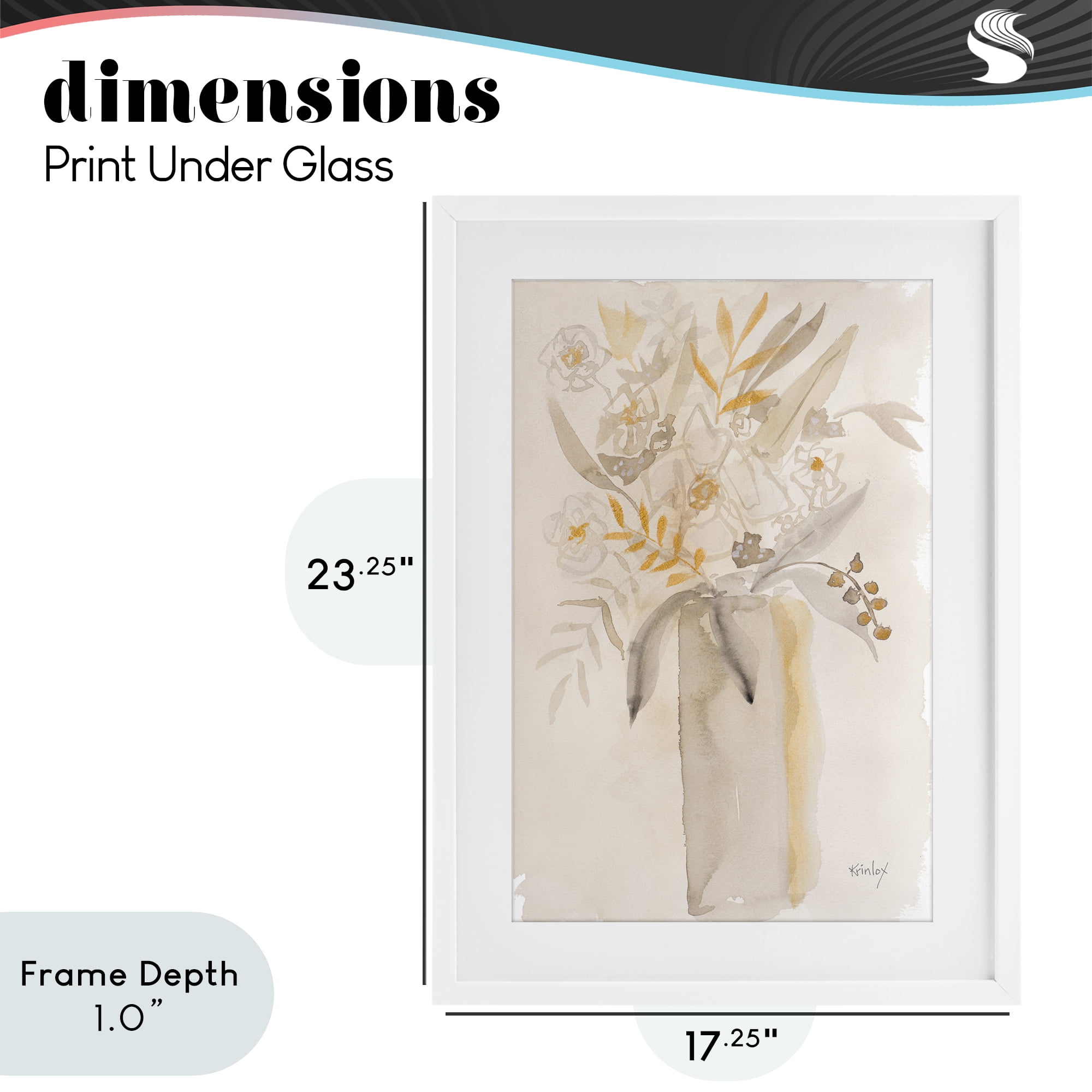 Stupell Industries Earthy Soft Flower Vase White Framed Print Under Glass, design by Krinlox