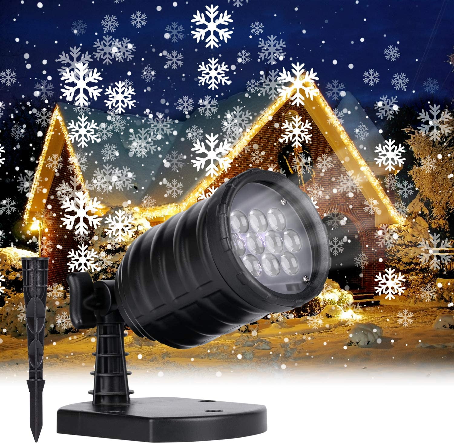 Snowfall Christmas Lights Projector Outdoor D Waterproof Rotating