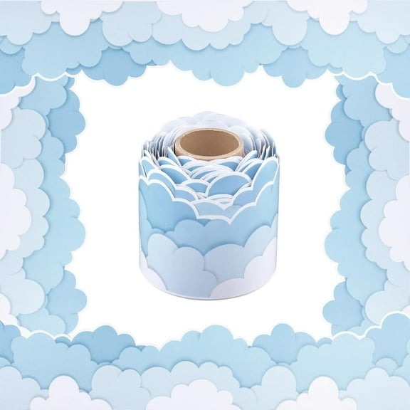 BB Hapeayou Bulletin Board Border 65.6ft Classroom Blackboard Decoration for School/Office/Party (Cloud)