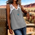 thumbnail image 6 of ClodeEU Women's Lace Trim V Neck Sleeveless Tank Top, Casual Loose-Fit Blouse, Soft Summer Cami with Lace Gray,Women's Plus XL, 6 of 6