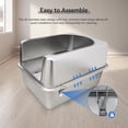 thumbnail image 4 of Stainless Steel Litter Box with Metal Lid and Scoop - Enclosed Metal Litter Box for Large Cats, Rust-Resistant, Odor-Control, Easy to Clean, Durable & Long-Lasting with Round Edge (L), 4 of 5