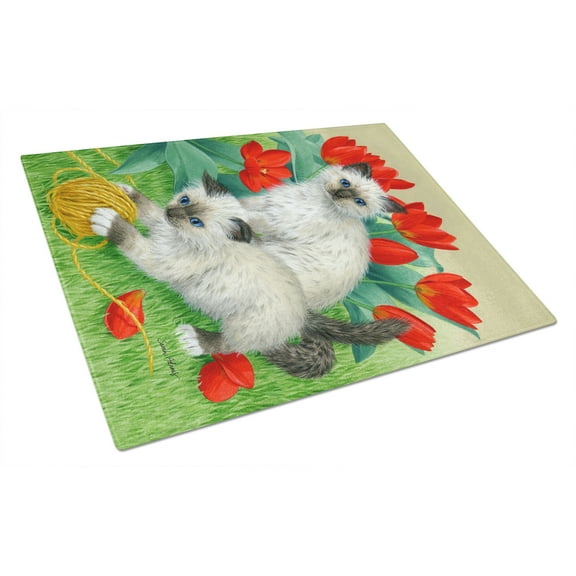 Caroline's Treasures Birman Kittens Glass Cutting Board Large