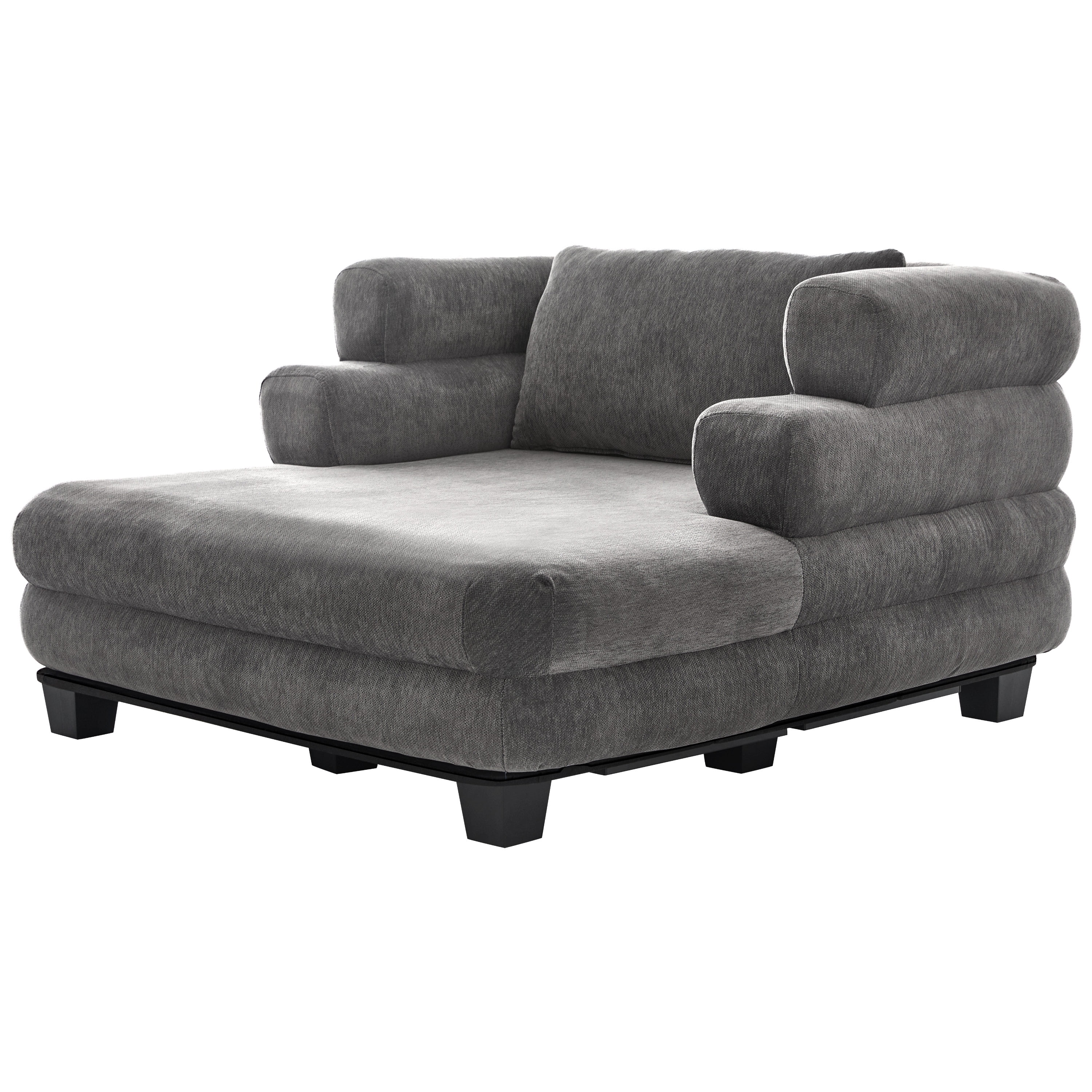 Euroco Oversized Chaise Lounge 52.4" Modern Comfy Lounger Chenille Upholstered Sofa Bed with Deep Seat and Layered Armrests for Living Room or Bedroom, Grey