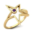 thumbnail image 2 of 0.03 Ctw Round Amethyst Open Star Ring 925 Sterling Silver Gold Vermeil Solitaire Valentines Day Gifts Ring, 2 of 4