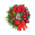 thumbnail image 3 of Corona navideña para puerta, decoración navideña, adorno colgante con vegetación, guirnalda de bolas navideñas para puerta de entrada, accesorio Rojo 30cmx30cmx8cm, 3 of 8