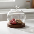 thumbnail image 3 of Glass Apple Case with LED Light and Artificial Flowers, Decorative Glass Apple Dome with Base for Cozy Home Decor, Valentine’s Day Table Display & Collectible Showcase, 1 Pcs, 3.54x5.5", 3 of 4