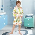 thumbnail image 5 of FORMRS Niños Bathrobe Unisex Hooded Robe Soft Plush Pajamas Sleepwear, Size 10-12T, Pink Colorful Leaves, 5 of 7