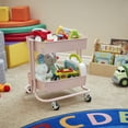 thumbnail image 4 of ECR4Kids 2-Tier Metal Rolling Utility Cart - Mobile Storage Organizer, Pink, 4 of 5
