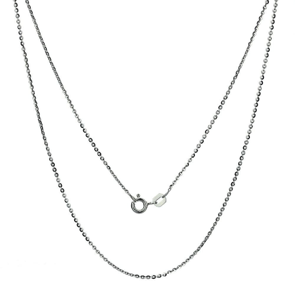 18 0.6 MM Flat Curb Necklace Gold Chain 14K White Gold