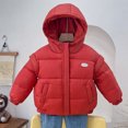 thumbnail image 2 of Gibobby Chamarra de invierno para niños y niñasChaqueta de plumón para niños, chaqueta cálida corta gruesa para bebé, abrigo de Color sólido, invierno, n(Rojo, 4-5 Años), 2 of 3