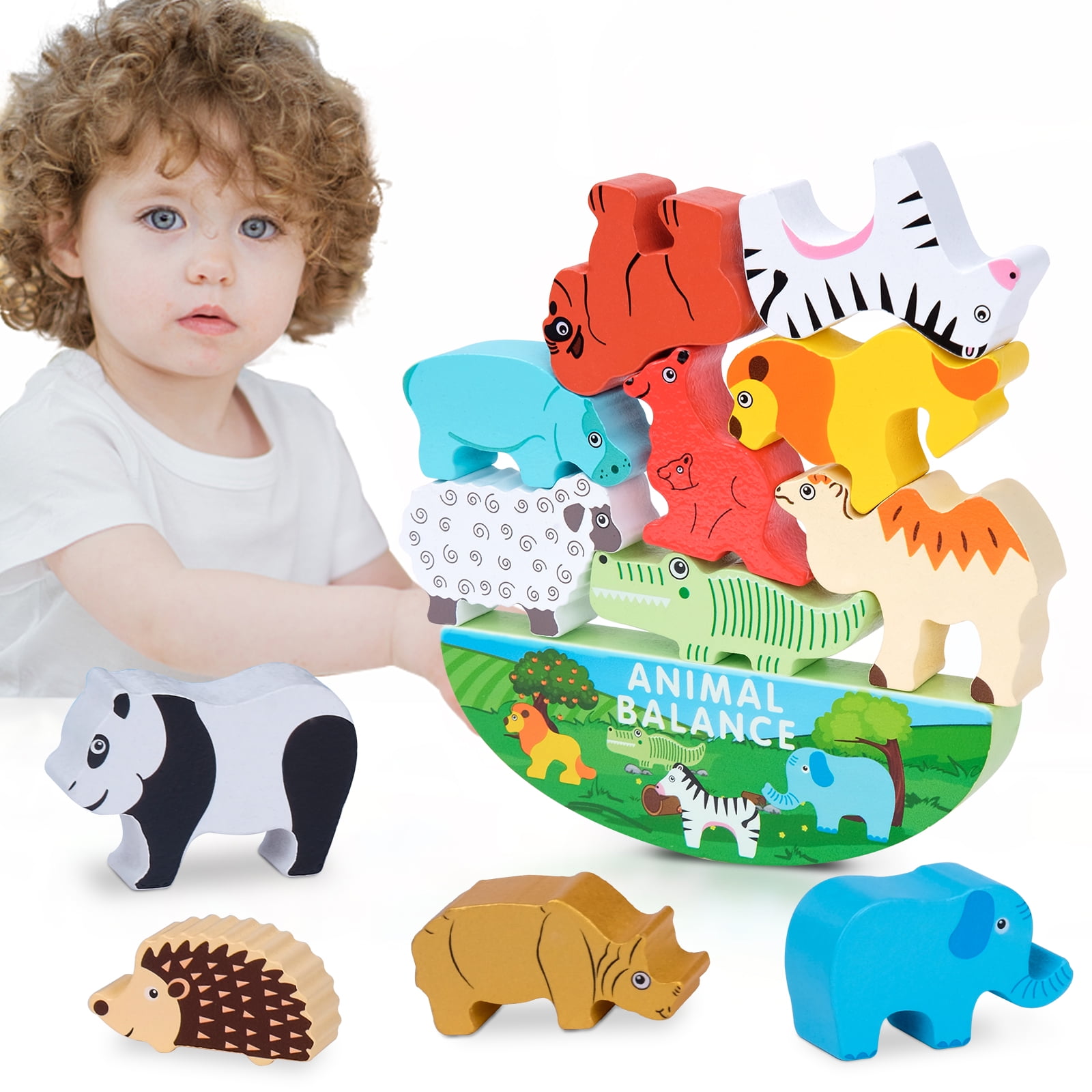 Dream Fun Animal Toy Set Stacking Toys for 4 5 Year Old Girls Boys,  Montessori Wooden Educational Learning Toy for 2-5 Year Old Toddler Balance  Game Kit for 4-6 Kids Christmas Birthday