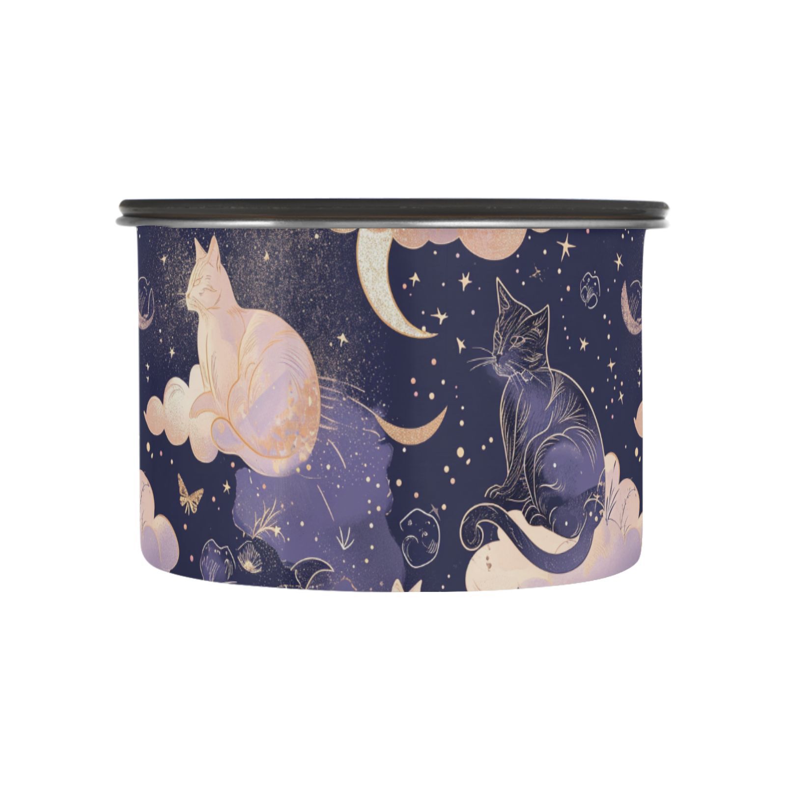 Cat Moon Star Witchy Airtight Coffee Bean Canister 30oz Food Storage Containers with Lids For Gournd, Tea, Sugar, Flour, Rice, Cereal, Candy Cookie Jar