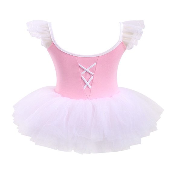 Bobifish Toddler Girls Ballet Dress Scoop Neck Ruffle Strap Sleeveless Multi-Layer Slim Tutu Dress Dance Children Girls Dresss