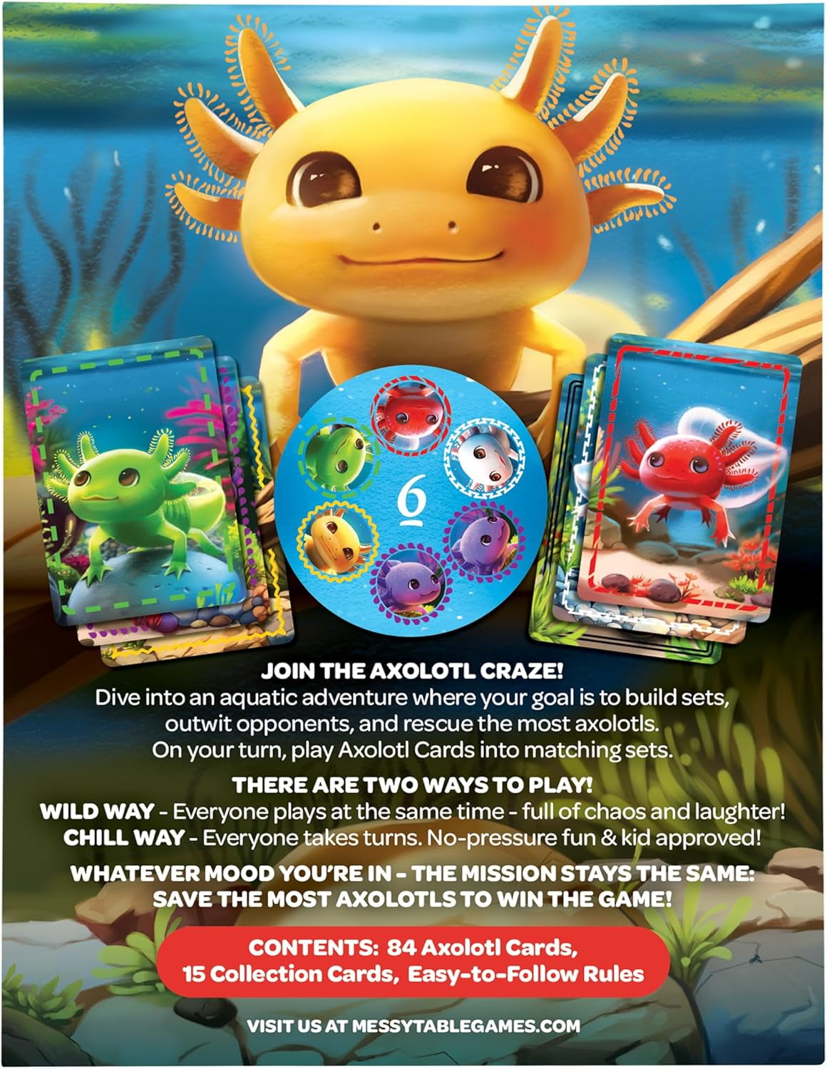 A Lotta Axolotls, Lighthearted Card Game, Great for Game Night, Perfect for Kids and Adults, Ages 6 and Up