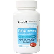 Major DOK Stool Softener Softgels 100mg 100 Softgel Per Bottle 6-Pack