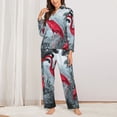 thumbnail image 2 of Honeii Flamingo On The Jungle Print Women's Pajama Sets Long Sleeve Button Down Sleepwear Nightwear Soft Pjs Lounge Sets 2PCS-, 2 of 7