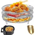 thumbnail image 3 of Rejilla para freidora de aire de 3 niveles Bandeja de cocción de acero inoxidable Pinchos Rejilla para barbacoa TUNC Sencillez, 3 of 5
