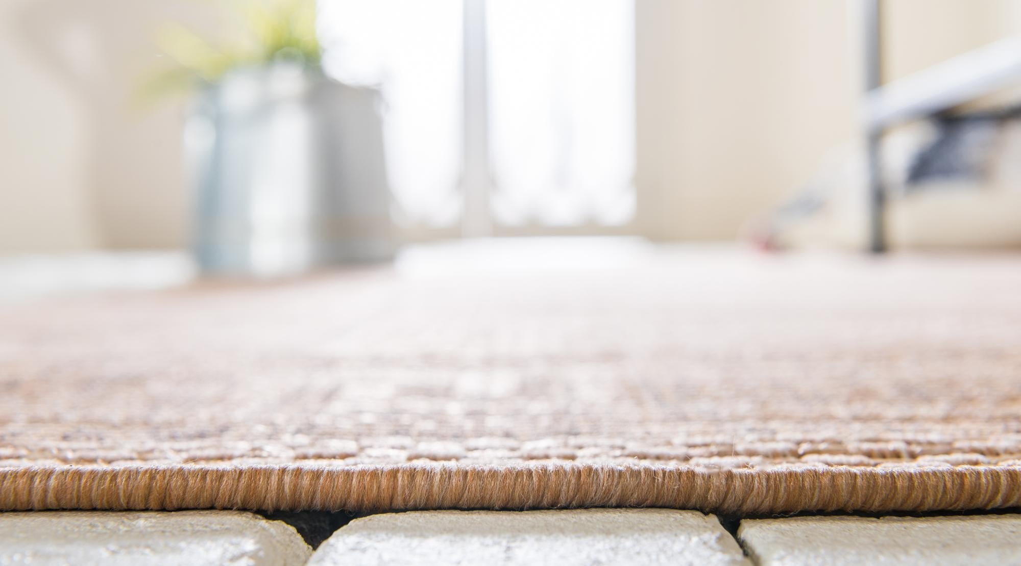Unique Loom Outdoor Border Collection Area Rug - Greek Key (7' 1" x 9' 7" Rectangle Light Brown/Tan)