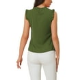 thumbnail image 3 of INSPIRE CHIC Mother's Day Women's Sleeveless Blouse Ruffled Pleated Wear-to-Work Chic Blouse M Army Green, 3 of 6