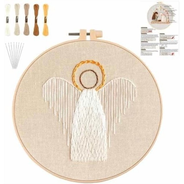 Kit de bordado con diseño de belén YOUDRN, 20 cm, en forma de aro, de algodón, para bricolaje