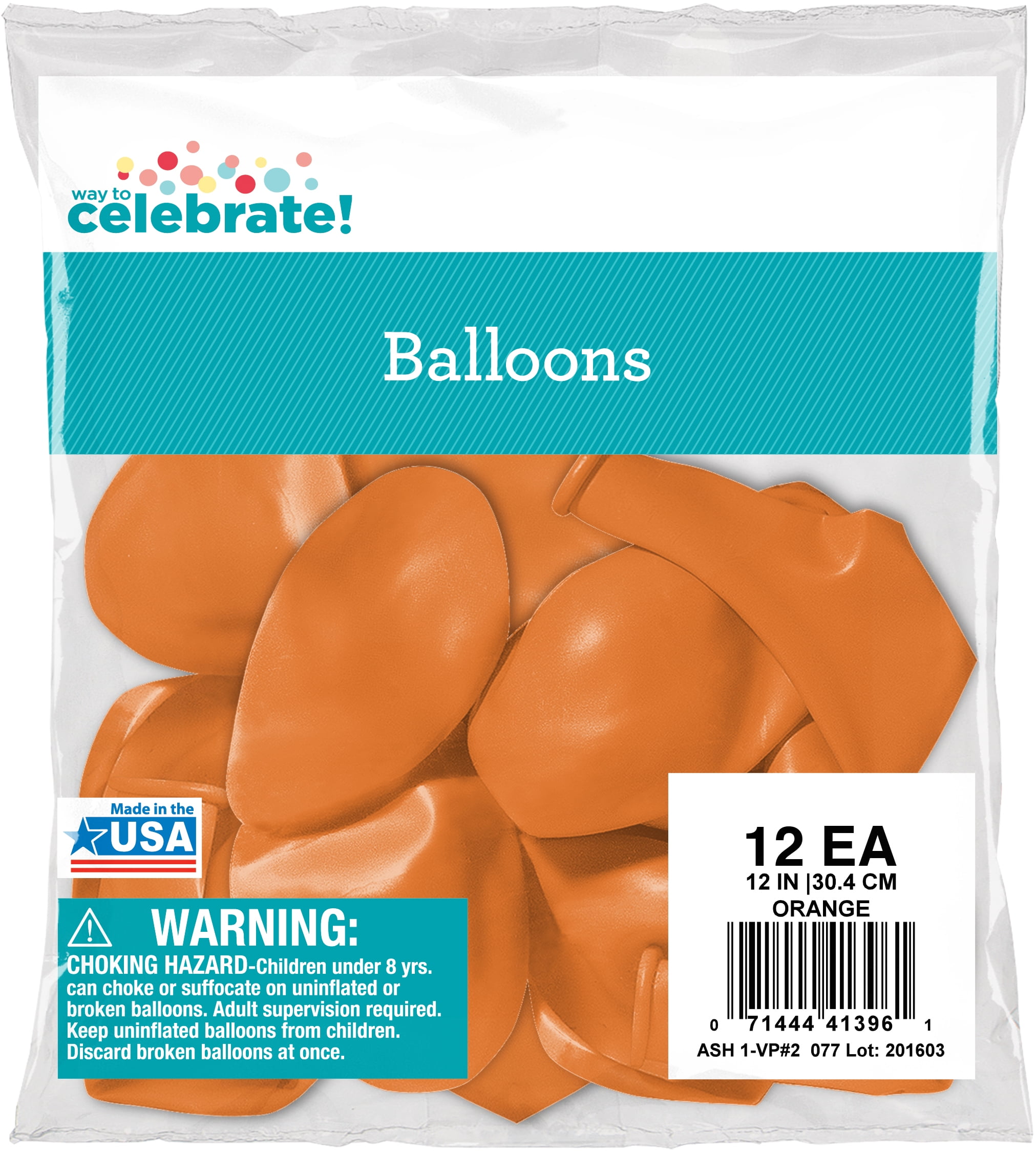 Way To Celebrate 12 Ct Balloons, Latex Orange