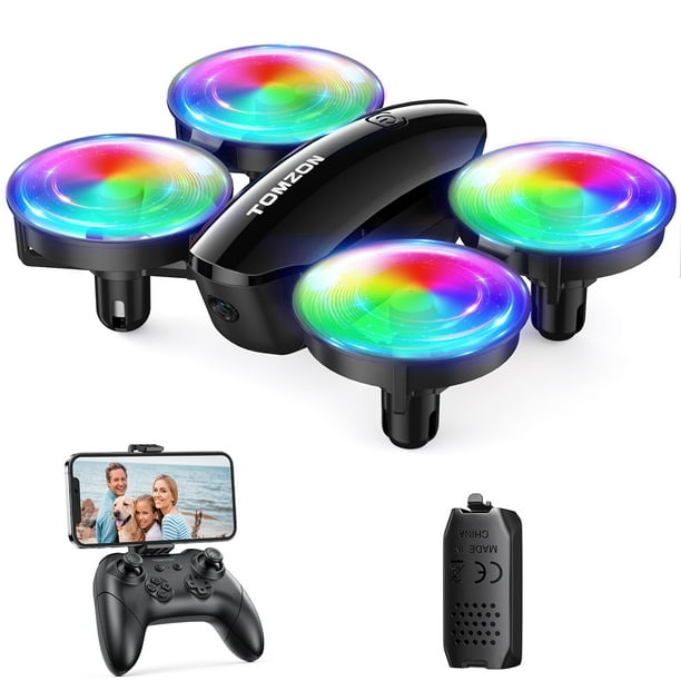 TOMZON-Mini Dron A23 con luz LED para niños, cuadricóptero de control remoto Con 3 modos de velocidad, cuadricóptero 3D abatible sin cabeza, helicóptero con Vuelo Circular, Juguetes Fivean unisex