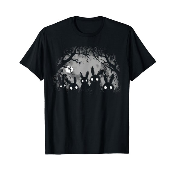 Creepy Cute Bunny Rabbits Alt Goth Grunge Horror Aesthetic T-Shirt, Small, Black