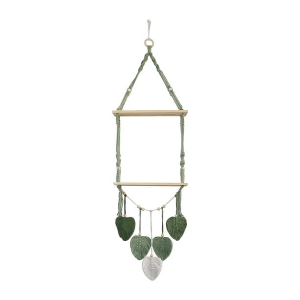 Estante colgante de pared de macramé, tapiz bohemio tejido a mano, adorno moderno, decoración para maceta, marco de fotos, baño y dormitorio