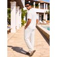 thumbnail image 3 of RICHCOIN Men 2 Piece White Casual Summer Beach Outfit Set Short Sleeve Button Shirt & Loose Pant Size XL, 3 of 7