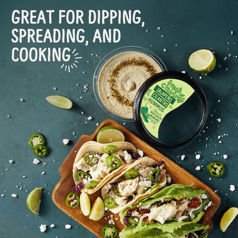 Fresh Cravings Jalapeno Cilantro Hummus,10oz. Plastic Tub, Gluten