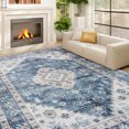 thumbnail image 2 of HOMCOM 8x10 Area Rug, Vintage Machine Washable Rug for Living Room, Blue, 2 of 10