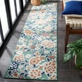 thumbnail image 3 of SAFAVIEH Cabana Tobias Floral Indoor/Outdoor Runner Rug, Green/Navy, 2' x 9', 3 of 12