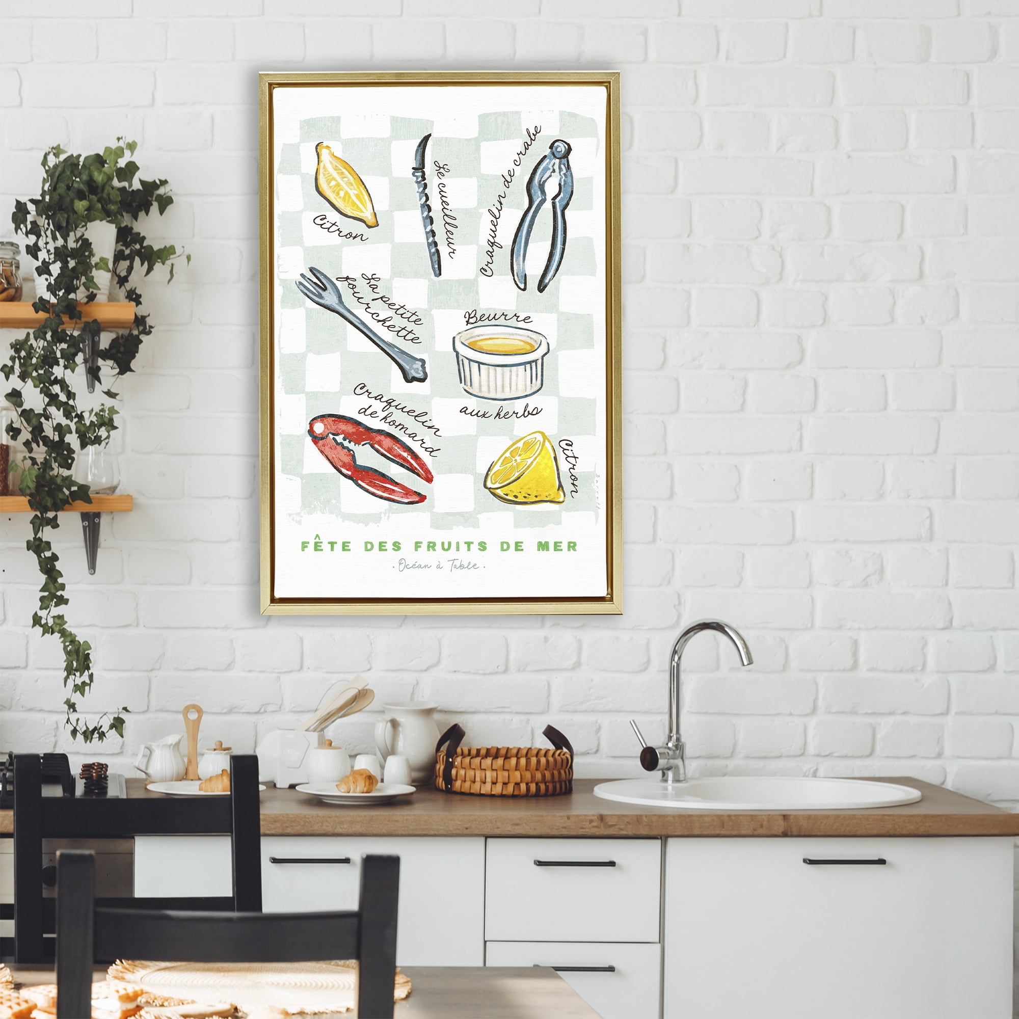 Stupell Industries Modern French Bistro Gold Framed Floater Canvas Wall Art, design by Chad Barrett