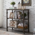 thumbnail image 3 of SESSLIFE 3-Tier Bookshelf, Rustic Industrial Style Bookcase Furniture, Free Standing Storage Shelves for Living Room Bedroom and Kitchen, Grey Oak, Industrial Bookshelf for Small Space, 3 of 10