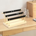 thumbnail image 5 of Wooden Base Holder Jewelry Display Stand Flannel 3 Tier Detachable Storage Rack Organizer for Showcase Retail Stores Show Showroom, 5 of 8