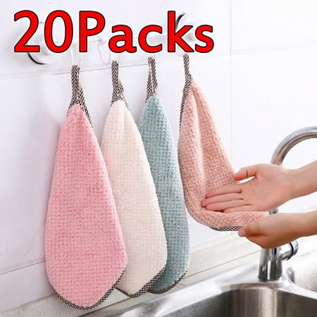 

25*25cm Kitchen Dish Clothes Coral Fleece Strong Absorbent 20 Packs Dish Rag Remove Oil Cleaning Towel for Kitchen