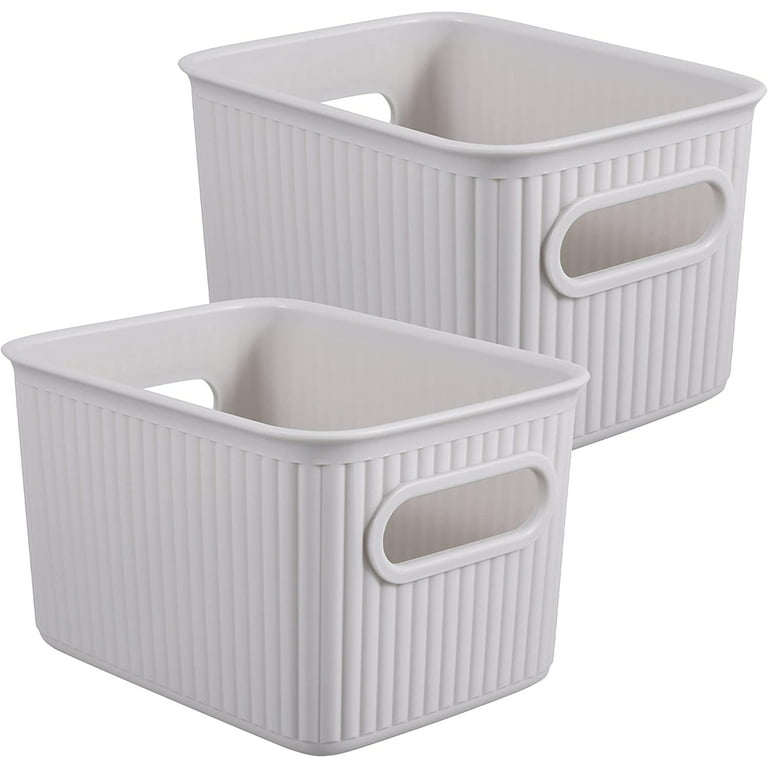 Superio Small Ribbed Plastic Storage Basket Organizer (2 Pack), 1.5 Liter Mini  Closet Storage bin for Home, Shelf, Pantry, and Cosmetics – White Smoke 