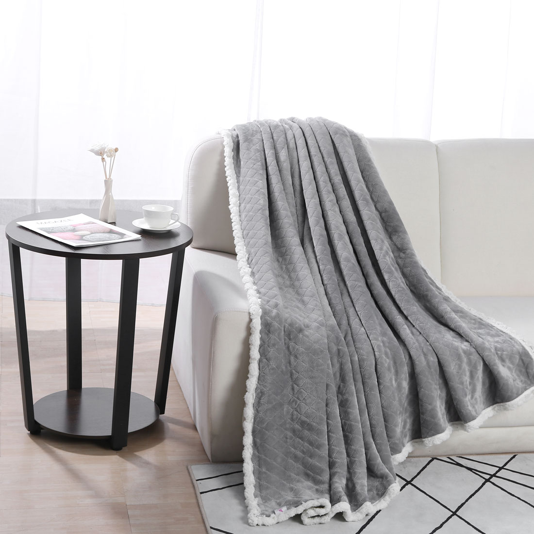 Solid Embossed Warm Plush Flannel Fleece Throw Bed Blankets Walmart