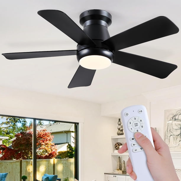 Ventilador de Techo Hounberi 40" Negro Empotrado con Luz LED y Control Remoto