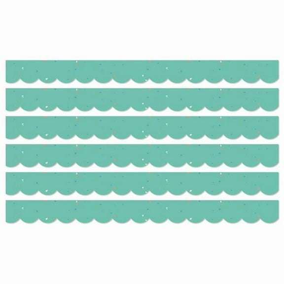 Carson Dellosa Education We Belong Speckled Teal Scalloped Borders Per Pack, 39 Feet Per Pack, 6 Packs