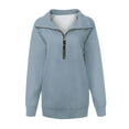 thumbnail image 4 of Rciityk Women's Long Sleeve Quarter-Zip Top Casual Loose Lapel Sweatshirt Fall Solid Color Comfortable Blouse, 4 of 4